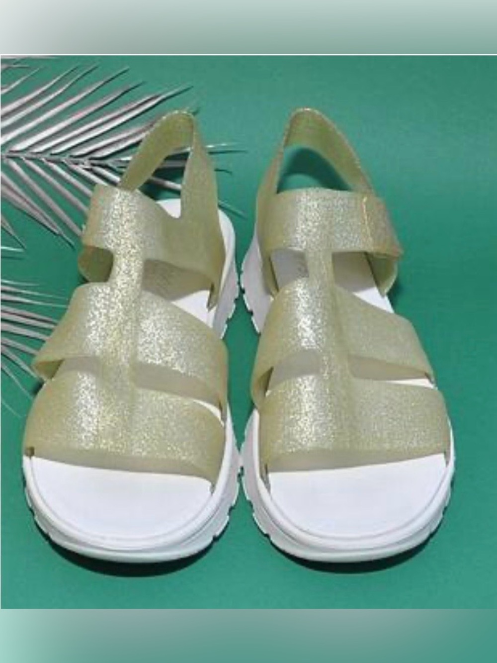 Skechers Women's Glitter Slingback Sport Sandals in Light Gold